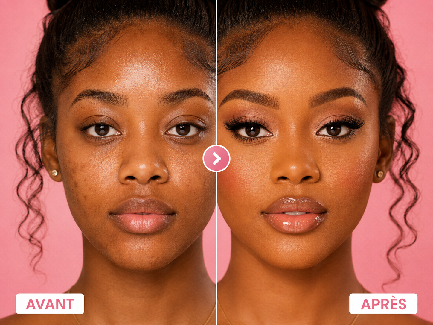 Transformation avant après maquillage